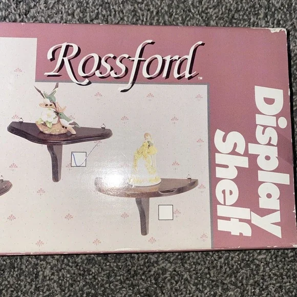 Vintage Wooden Wall Display Shelf Rossford NIB Walnut Finish 9.5
