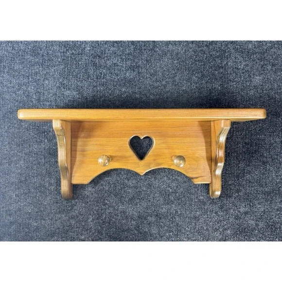 Wood N Creations Wall Shelf Peg Rack Rustic Heart Country Farmhouse 18