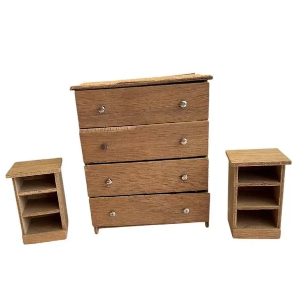 wooden pressboard miniature doll furniture Dresser & book‎ shelves