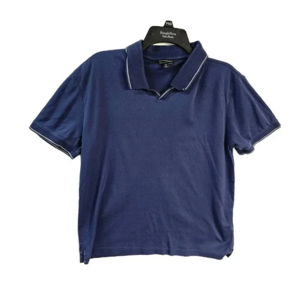 Banana Republic Men's Polo Shirt Navy Blue M Luxe Touch Performance