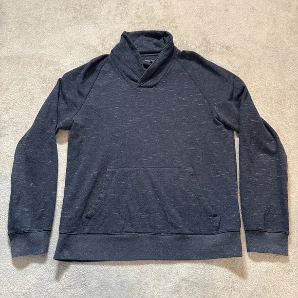 Banana Republic Sweatshirt‎ Mens Medium Blue Pullover Collard Sweater Pocket