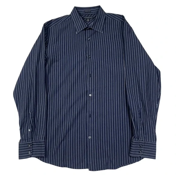 Banana Republic Mens Navy Stripe Dress Shirt Button Down Long Sleeve‎ Italy M