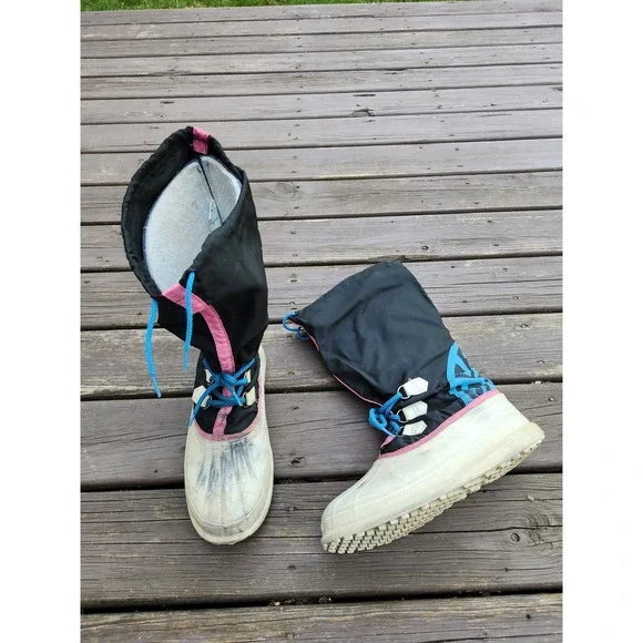 Sorel Kaufman Winter Boots Black Pink Blue Retro Snow Duck Boots Mens 11