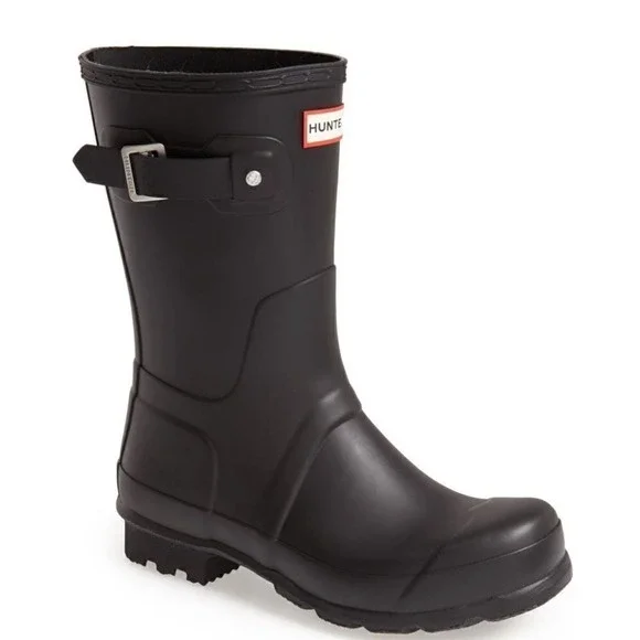 HUNTER Original Short Waterproof Rain Boot,‎ Rubber Black, Size 11, NWT