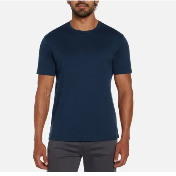 Banana Republic Mens Luxe Touch 100% Cotton Performance Tee, Navy, Size S