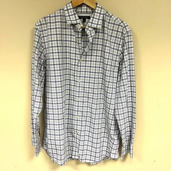 Banana Republic purple plaid non iron button down. Size L