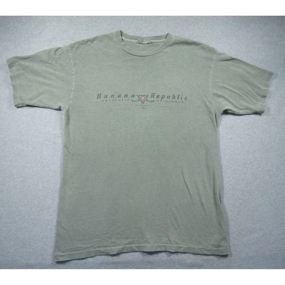 Vintage Banana Republic Shirt Mens XLarge Green Short Sleeve 90s Tee Safari