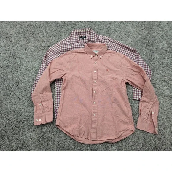 Lot of 2 Giordano Banana Republic Button Up Shirt Mens Small Slim‎ Fit Preppy