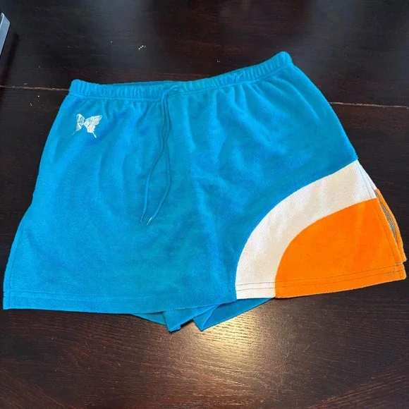Y2K VTG '03 No Boundaries Kids Blue Colorblock Terry Skort Butterfly 14/6