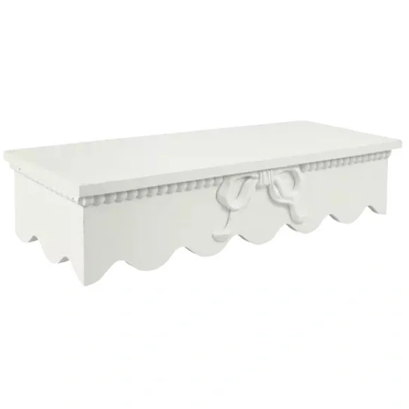 White Bow Scalloped Wall Shelf