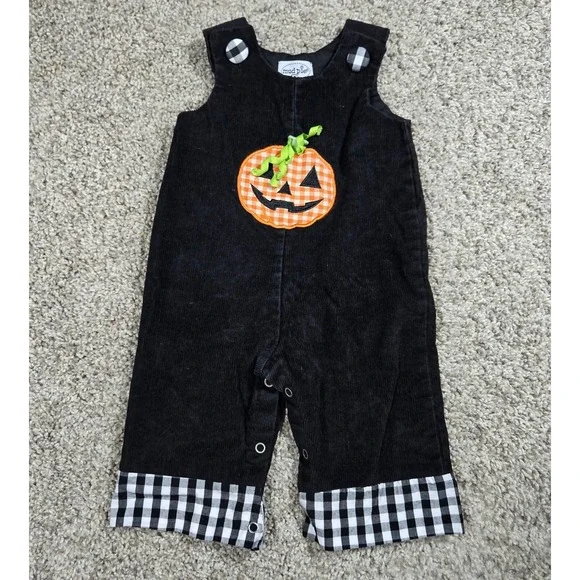 Mud Pie Baby Halloween Pumpkin Corduroy Longall Overalls 0-6M