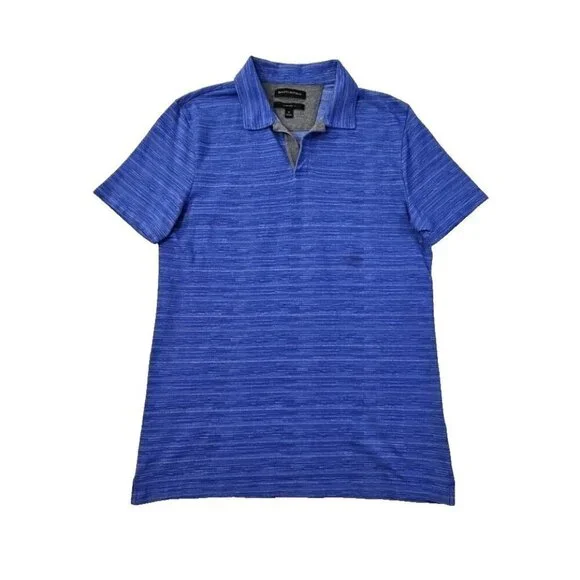 Banana Republic Polo Tennis Golf Shirt Men's M Navy Blue Chambray EUC LN Std Fit