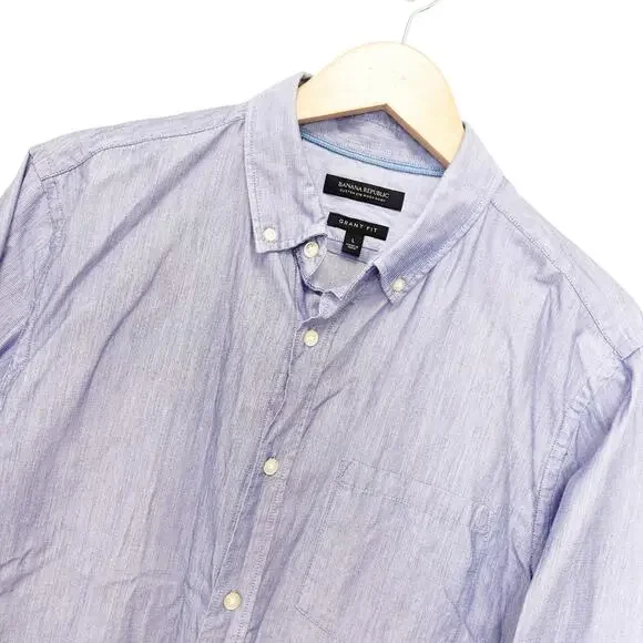 Banana Republic Blue Grant Fit Button Down Long Sleeve Shirt Sz L