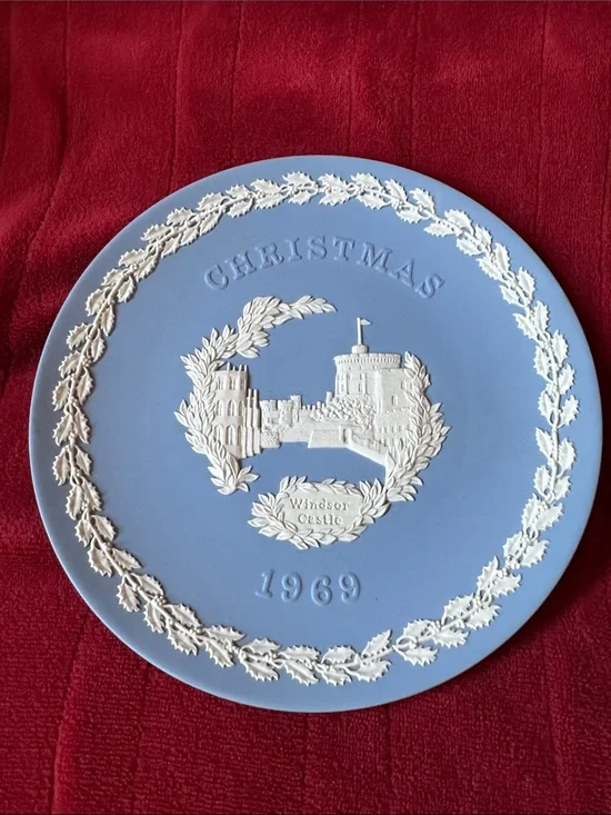 Wedgwood Pale Blue Jasperware Plate - Embossed Backstamp
