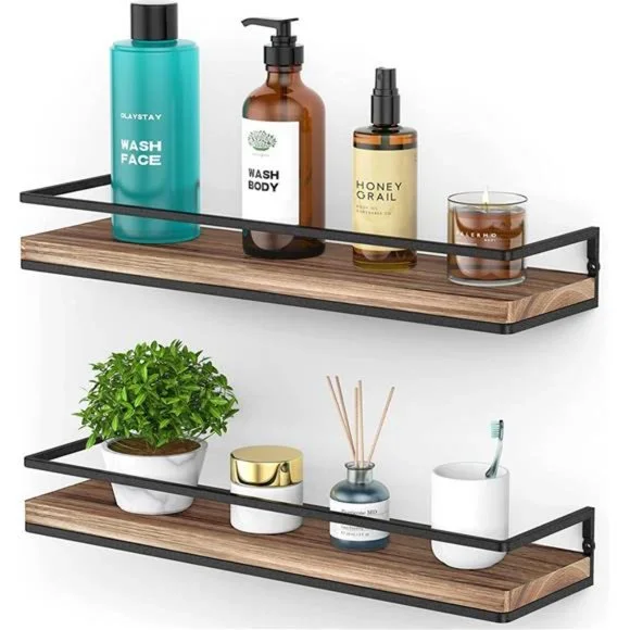 Floating Shelves Wall Mounted Set of 2 Wall Storage Bedroom Living Room Bathroom