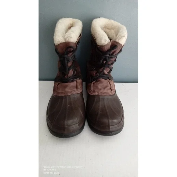 Sorel Bighorn Mens Brown‎ Leather Faux Shearling Lined Winter Snow Duck Boots