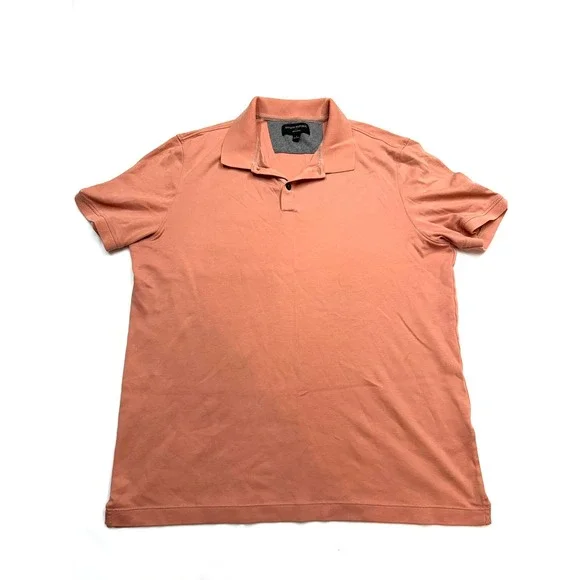 BANANA REPUBLIC Mens Large Salmon Short Sleeve Cotton Dress Polo Shirt P19