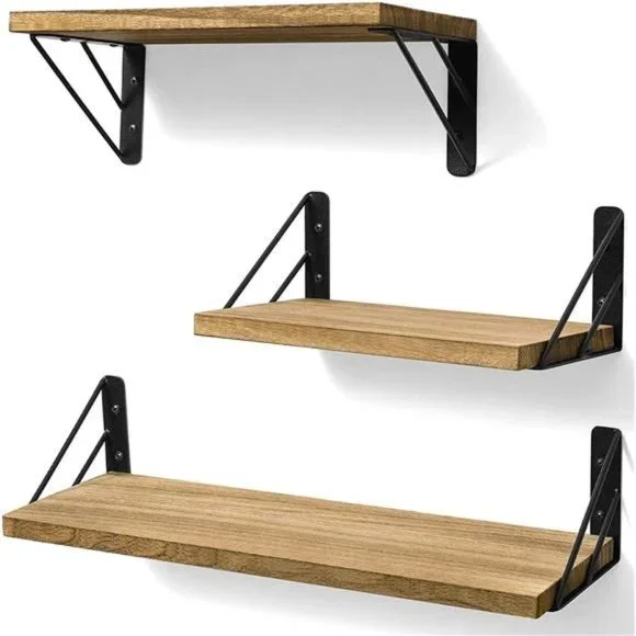 Floating Wall Shelves- Set of 3- for Bedroom Decor Living Room Kitchen Storage