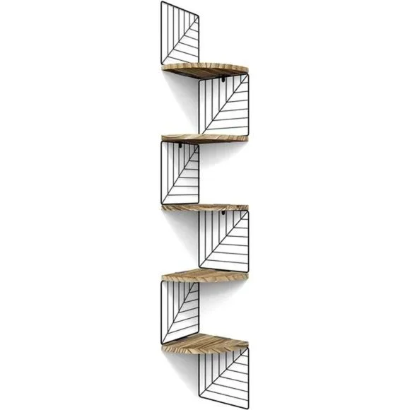 Corner Shelf Wall Mount 5 Tier Floating Shelves Bedroom Living Room Bathroom