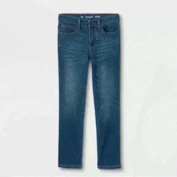 Boys' Stretch Straight Fit Jeans - Cat & Jack™ Medium Blue Wash 6