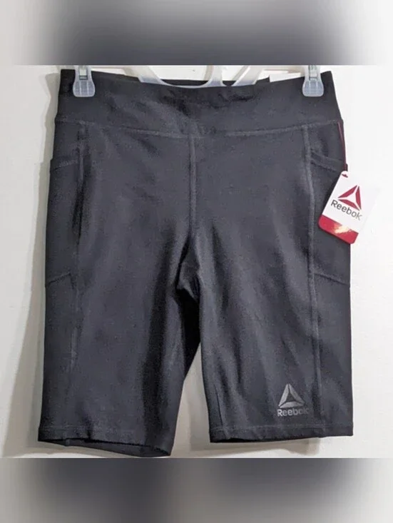 Reebok Girls Black Compression Biker Shorts, Size XL(14/16), New With Tag