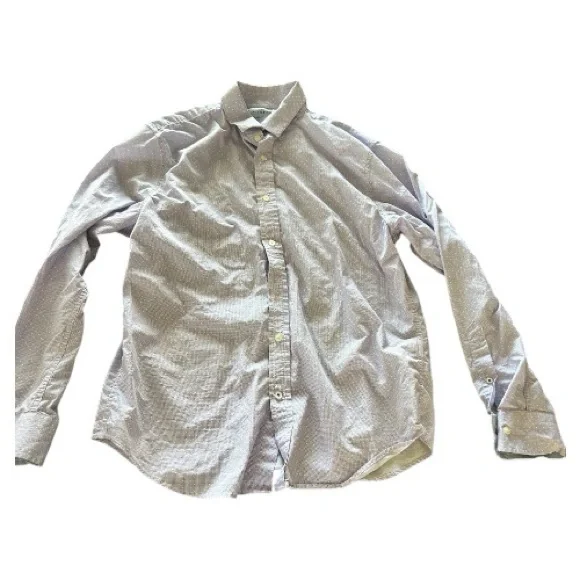 Banana Republic blue white polka dot print button down long sleeve shirt