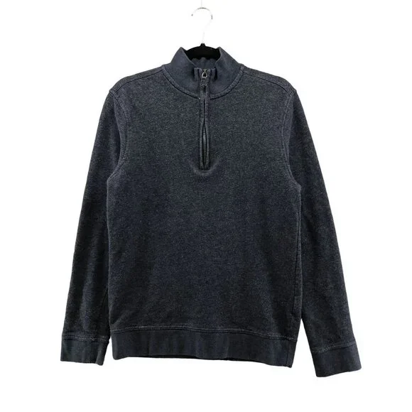 Banana Republic 1/4 Zip Sweatshirt Mens M Navy Blue 100% Cotton Fleece Pullover‎