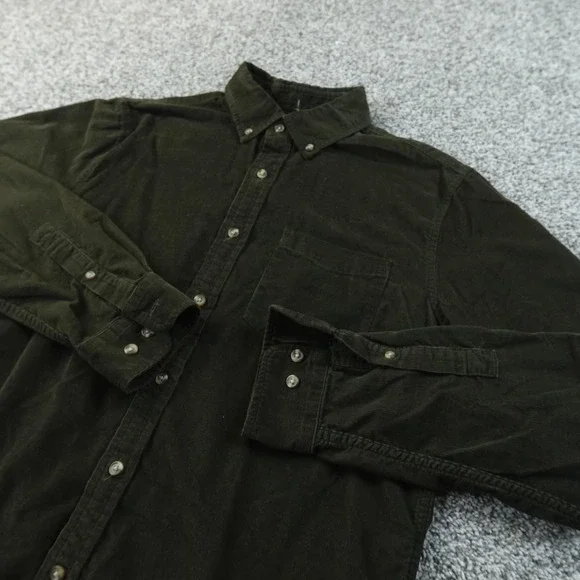 Banana Republic Shirt Mens M Green Corduroy Cord Long Sleeve Slim Fit Button Up