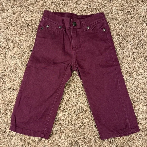 Janie and Jack Toddler Boys Maroon Twill Stretch Pants Burgundy 12-18 Months