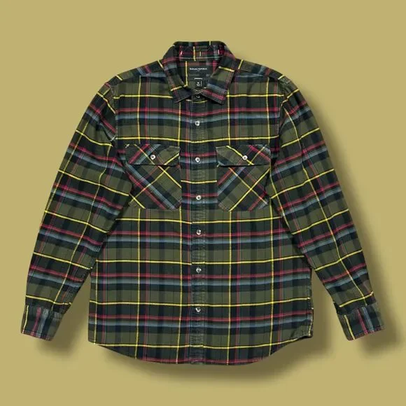 Banana Republic Flannel Shirt Long Sleeve Button Up Cotton Textured Mens Medium