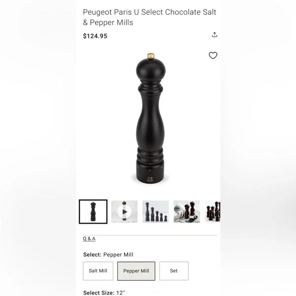 PEUGEOT PARIS 12” Chocolate Beech Wood with Walnut Stain Peppermill Orig $125