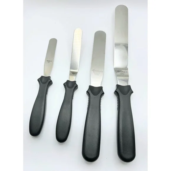 Wilton 4 Piece‎ Stainless Steel Icing Spatula Set Offset Straight Japan Black