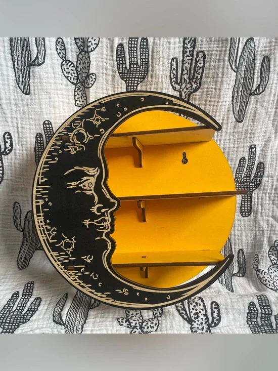 Wooden Crescent Moon Shelf
