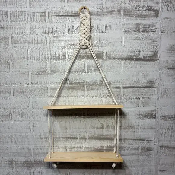 Two Tiered Macramé Hanging Shelf
