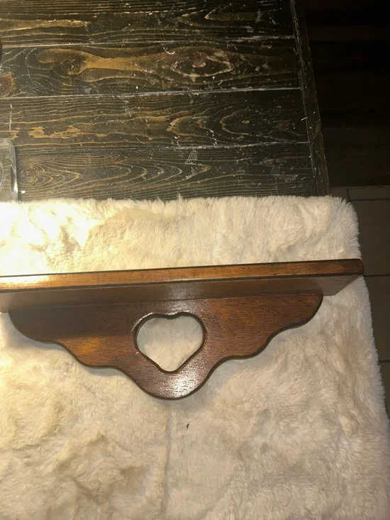 Vintage 16” Wood Wall Shelf Heart Cutout Rustic Country Farmhouse Cottagecore