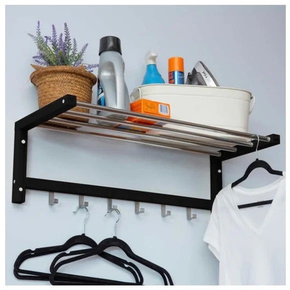 Evergreen Multi-Use Wall Shelf Black 31” X 10” X 12.5” -NEW