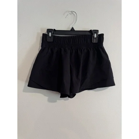 Athletic Works Running Shorts Girls Size M 8 Black Smocked Waistband