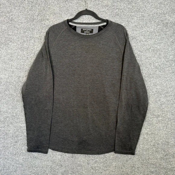 Banana Republic Sweatshirt Men Large Gray Polartec Raglan Sleeve Pullover Fleece