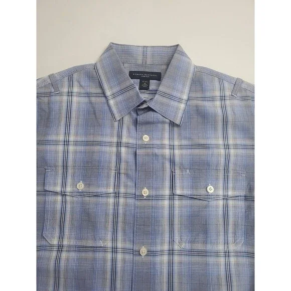 Banana Republic Men's Short Sleeve Button Slim Fit Shirt, 15-15.5 Medium