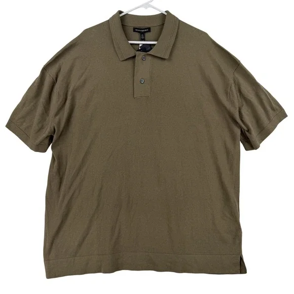 Banana Republic Polo‎ Shirt Mens 2XLT Green Core Temp Easy Relaxed Knit Golf Top
