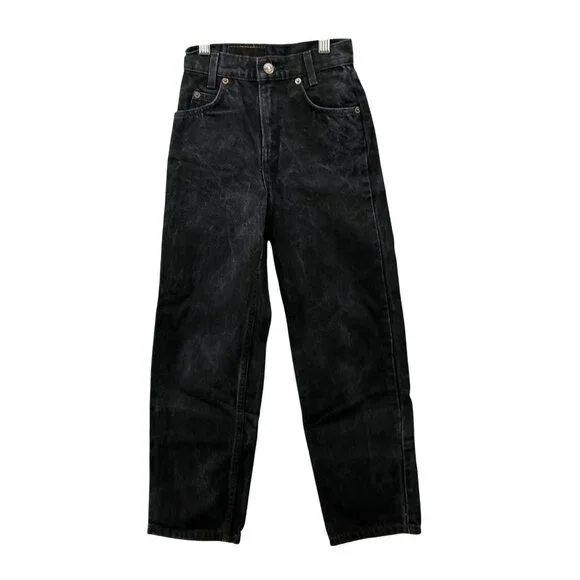 Vintage‎ Levi's Youth Kids Size 8 Slim Black Jeans Straight Stone Wash Rigid