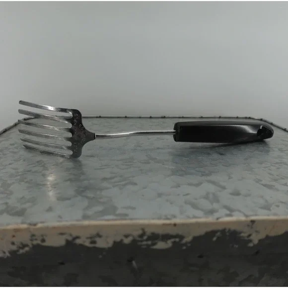 Vintage Foley Fork MPLS Stainless Steel Kitchen Tool Black Handle 6 Tine Mixer