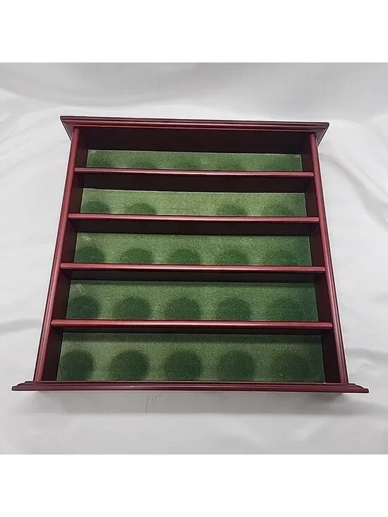 25 Gold Ball Wooden Wall Display Trinket Case 14