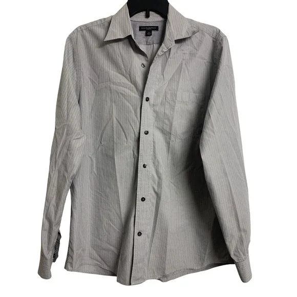 Banana Republic Slim‎ Fit Pinstripe Button Down Shirt Grey Size M