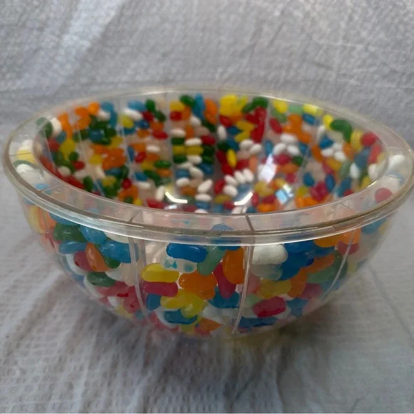 Lg Lucite Acrylic Serving/Mixing Candy Bowl w Jelly Beans Encased Inside! UniQue