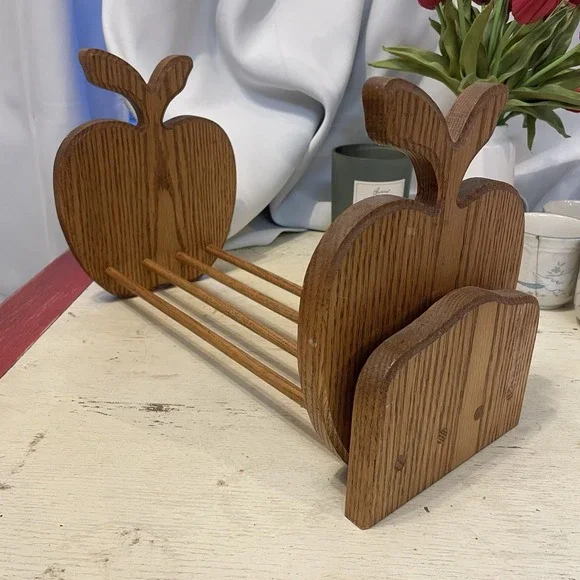 Vintage Wooden Sliding Bookend, Apple Cutout, Farmhouse Decor 15