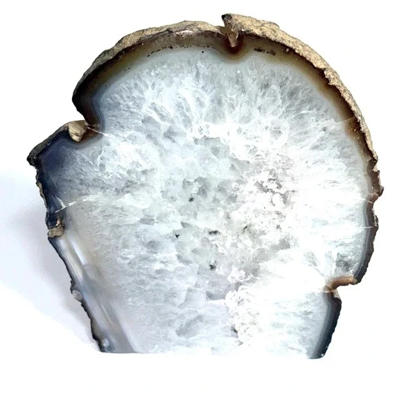 Polished Brazilian Agate Free Standing 1.11 lb Crystal Specimen White Grey 4.75