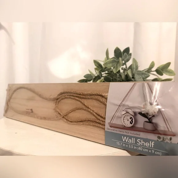 Wood Wall Shelf with Natural Finish