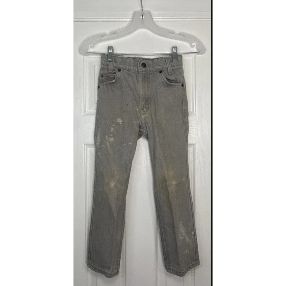 Levis Youth Boys Silver tab Jeans Size 7 Grey Heavily Distressed‎ See Desc