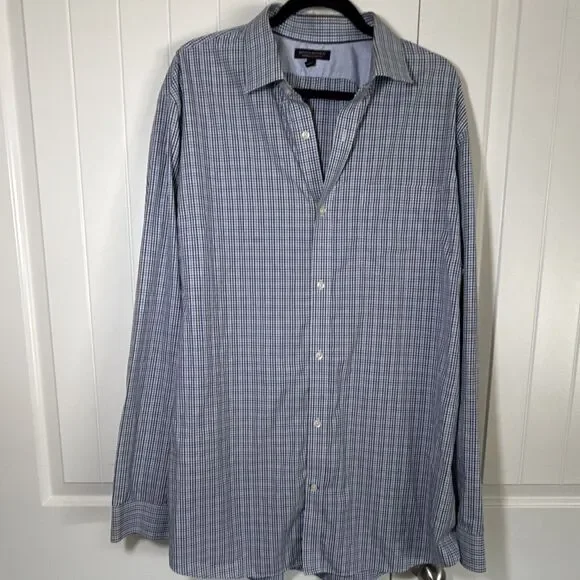Banana Republic Non-Iron Classic Fit Blue/White Check Shirt XXL Tall